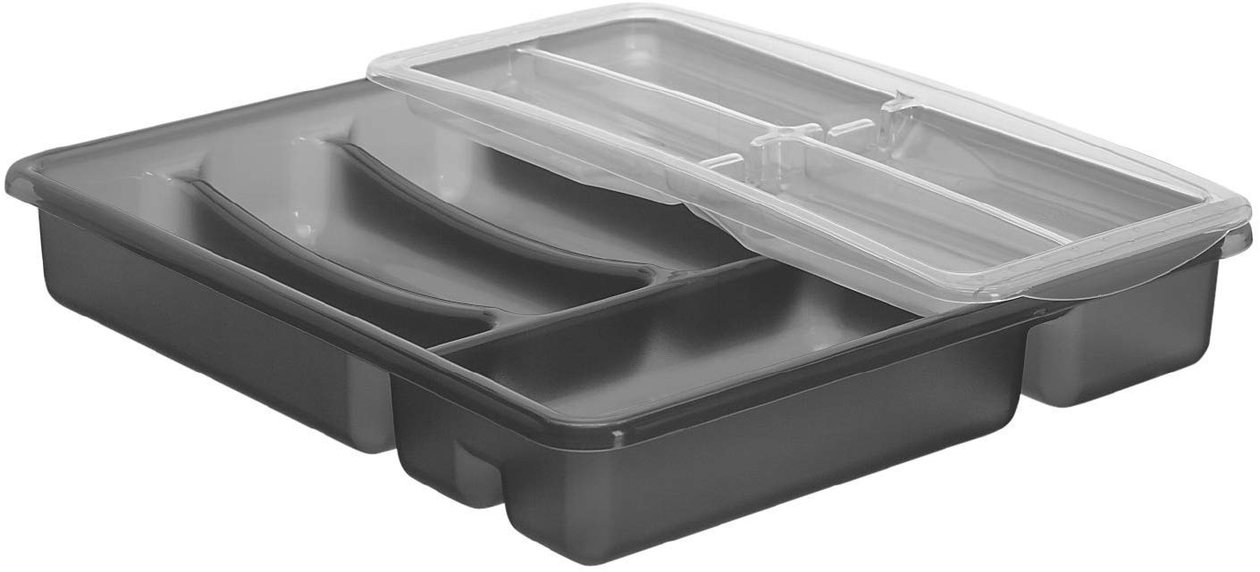 Rotho, Basic, Cutlery tray with 6 compartments, Plastic (PP) BPA-free, anthracite, 39,0 x 32,0 x 7,0 cm