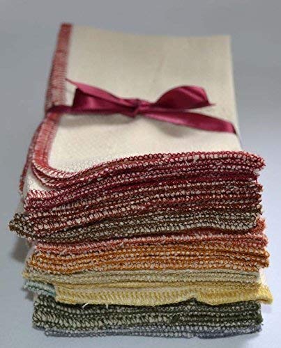 Gina's Soft Cloth Shop 1 Ply Organic Cotton Paperless Towels 14x14 Inches Set of 10 in Earthtones- Proudly Made in the USA!