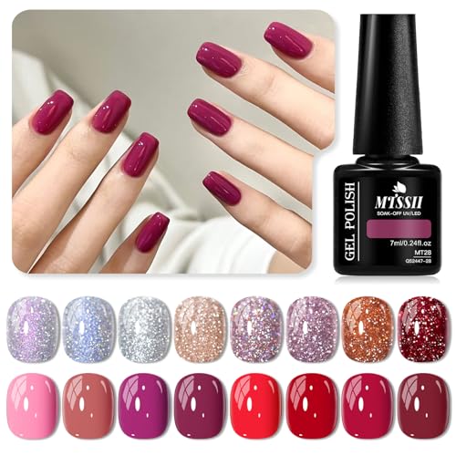 Set de esmaltes de uñas gel con brillo multicolor miniatura 2