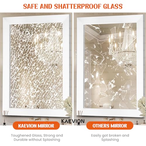 Image of Wall Hanging 1.75ft White Water Proof PVC Framed Mirror |Wall Mirror for Bedroom or Bathroom |Home Decor Wall Mount for Bedroom Living-Room Vanity Farmhouse| washroom Mirror for Wall