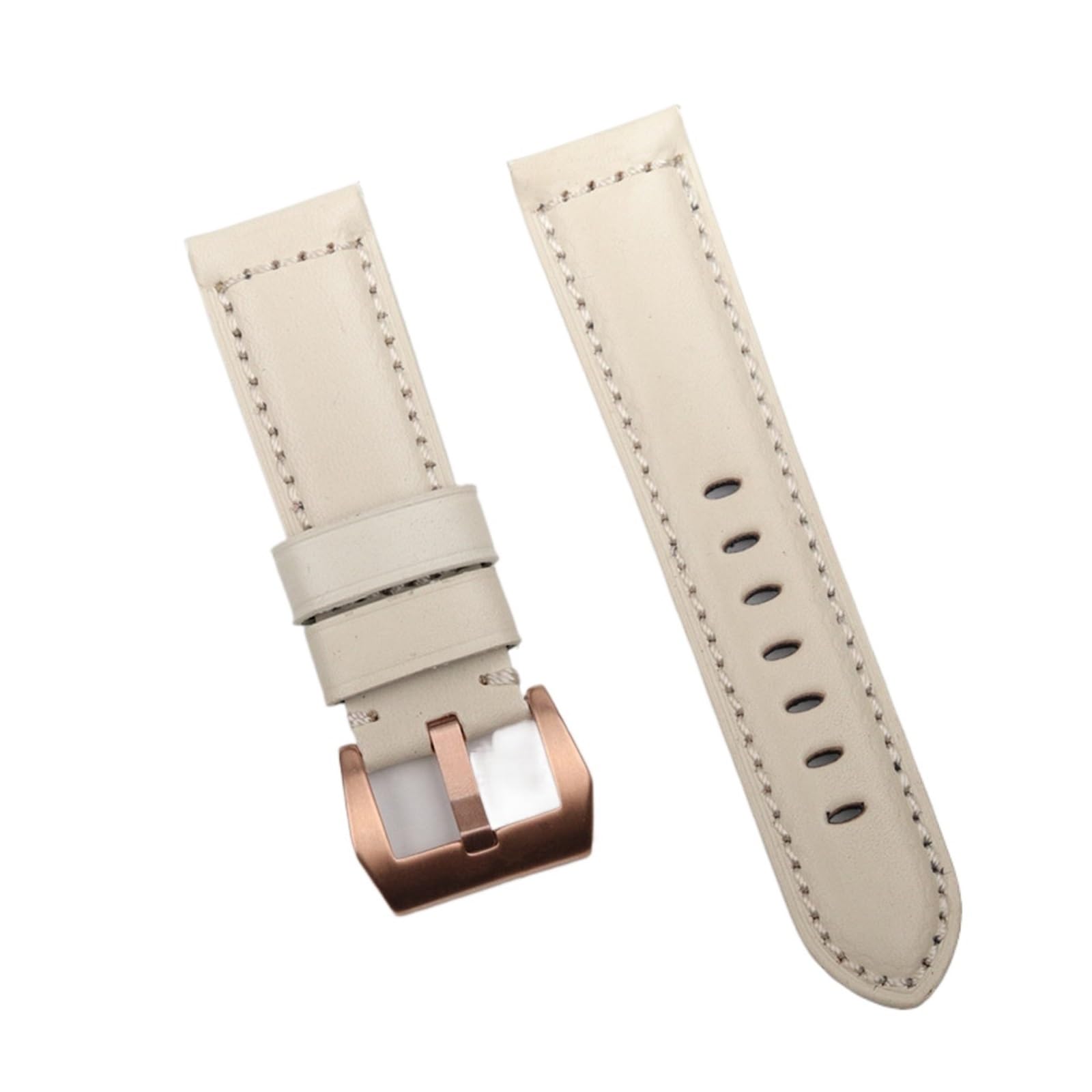 Run Ken Bracelet de montre beige 22 mm 24 mm en cuir véritable de remplacement compatible avec les bracelets