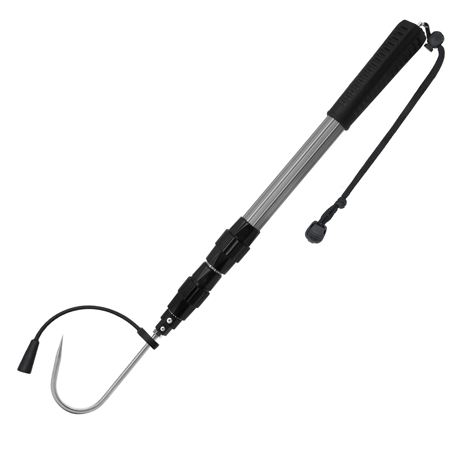 KOMCLUB Telescoophaak, telescopische vishengel met roestvrij stalen zeehengel, stang met zachte greep voor zout water offshore ijsgereedschap 130 cm