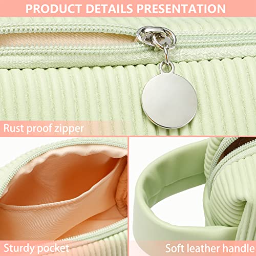 Liysoca 2Pcs Small Makeup Bag Pu Striped Leather Cosmetic Bag, Portable Travel Makeup Pouch,Waterproof Cosmetic Pouch With Handle,Cute Makeup Bags For Women And Girls (Beige,Green) #TOP7