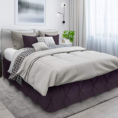 Image of Nestl Purple Bed Skirt Cal King Size, Pinch Pleat Cal King Bed Skirt, 14 inch Inch Drop Cal King Bedskirt, Hotel Quality Purple Bed Skirts, Microfiber Bedskirt for Cal King Bed, Purple Cal King Bed Skirt