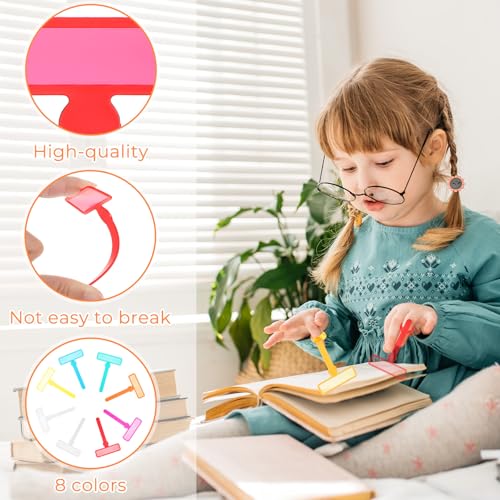 16 Stück Fingerfokus Textmarker Lesehilfe Kinder, 8 Fingerfokus Textmarker mit 8 Fingerringen Fingerführte Lesebänder zum Lesen geführte Lesestreifen-Hilfen für Studenten Kinder mit Legasthenie