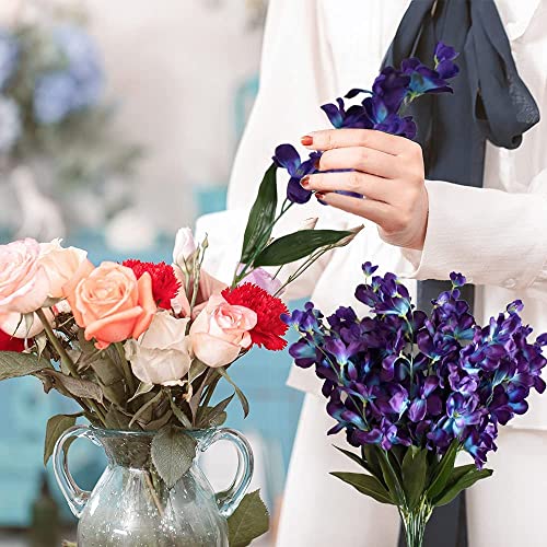 HUIANER 12Pcs Artificial Orchid Flowers Fake Silk Turquoise Orchids Flowers Faux Long Stem for Wedding Bridal Bouquet Wreath Table Centerpiece Outdoor Decor (Purple Blue) - Image 2