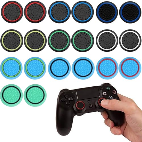 EAVUYIS 20 Stück Thumb Grips Silikonkappen für PS5, PS4, Xbox 360, PS3-Controller, Thumbstick,Schutzabdeckung und Gummi-Joystick-Analog-Kappen