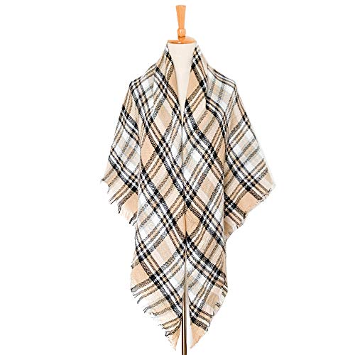 Wander Agio Womens Warm Long Shawl Winter Wraps Large Scarves Knit Cashmere Feel Plaid Triangle Scarf2
