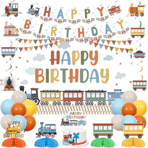 Sursurprise Train Birthday Decorations