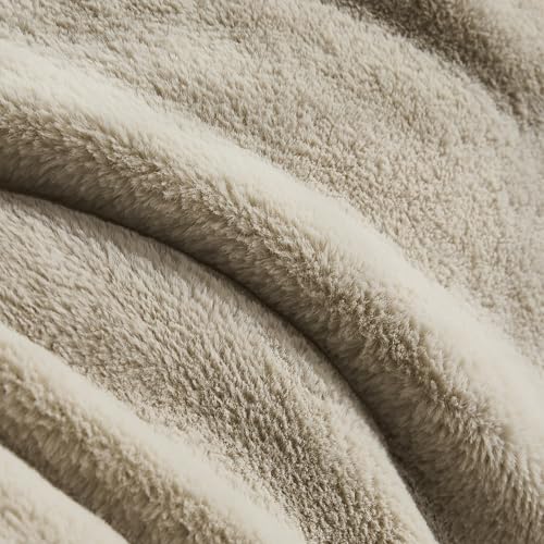 R.SHARE Kuscheldecke Flauschig Kaninchen Plüsch Decke Kunstfell Sofadecke Weich und Warm Sofaüberwurf Couchdecke Überwurfdecke Wohndecke Für Bett Sofa Schlafzimmer Büro,125 x 150 cm,Beige