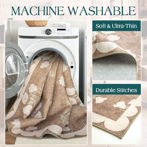 Tapete corredor lavable antideslizante 2x8 pies beige miniatura 3