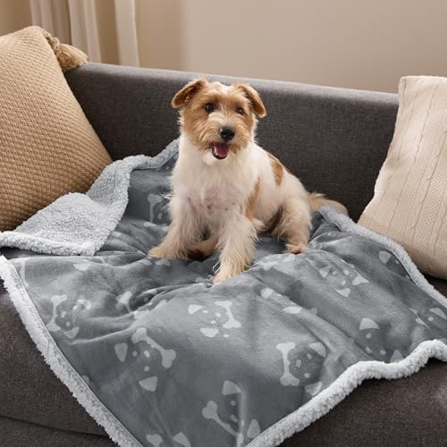 BEDSURE wasserdichte Hundedecke mittelgroße Hunde - 102x76cm Hundedecke waschbar, Decke Hund aus Sherpa Fleece, Katzendecke flauschig und weich, Grau