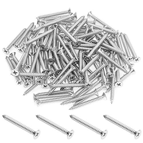 100 Piezas Tornillos para Madera #8 X 1-1/2'' Cabeza Plana Avellanada Phillips, Autorroscantes, Acero Inoxidable 18-8 (304) miniatura 1