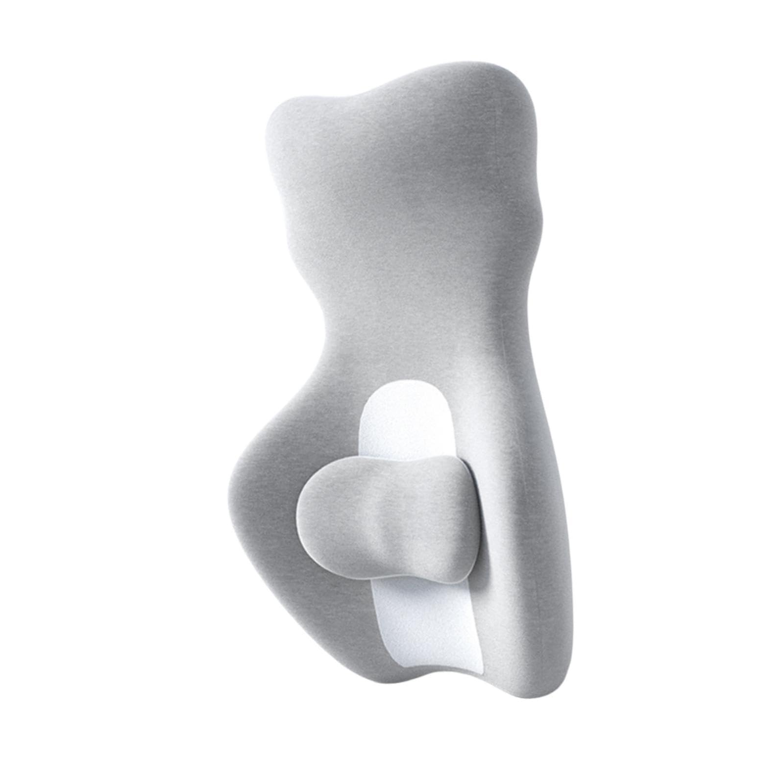 Coussin de Soutien Lombaire Ergonomique, Coussin de Chaise Bureau et Gaming, Taille Compacte 65x44x14 cm, Gris Clair