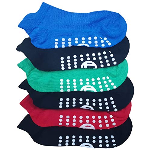6 x Kids Trainer Grip Socks Gripper Non Skid Slip for Boys