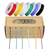 TUOFENGの20 AWG電線キット、カラー電線20ゲージフレキシブルシリコンワイヤー（6つの異なる色の7メートルのスプール）600V絶縁ワイヤー高温耐性