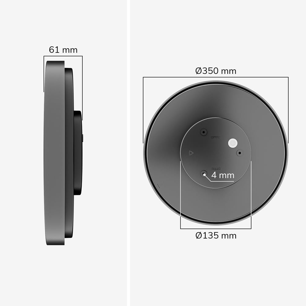 HOFTRONIC - LED Deckenlampe Badezimmer Schwarz 35 cm - Ultra Flach - 24 Watt Dimmbar mit Fernbedienung - CCT 3000K, 4000K, 6500K - IP44 Wasserdicht - Deckenleuchte Plafonniere