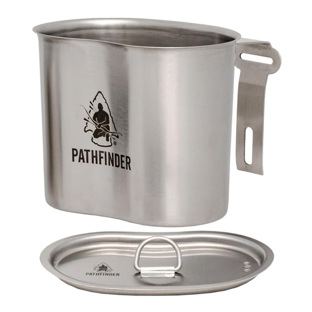The Pathfinder School Stainless Steel Canteen Cooking Set - 3-Piece Backpacking Mess Kit, Hiking Cooking Set, Camping Cookware & Trail Gear, Great for Backpacking, Outdoor Camping, Hiking and Picnic