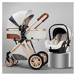 3 in 1 Baby Pram Stroller, Foldable High Landscape Anti-Shock Newborn Baby Strollers with Stroller Organizer, Pushchair…