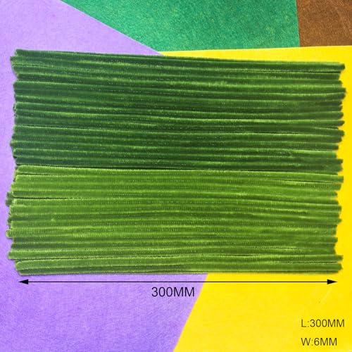 FANGZIDM 200 Stück Pfeifenreiniger Grün 300x6mm, Pfeifenputzer zum Basteln Kreative DIY Weihnachtsbaum Blumen Tier Dekorationen