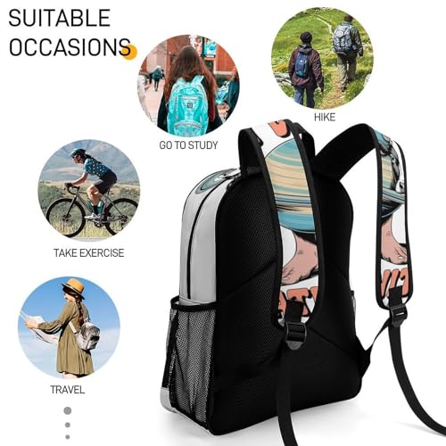 La Vaca Saturno-Saturnita Merch Large Travel Backpack Italian-Brainrot Meme Waterproof Lightweight Daypack White 44x32x19cm4