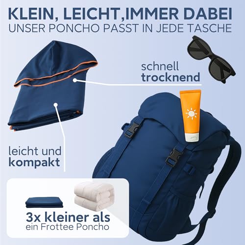 Pameil Badeponcho Damen& Herren,Poncho Handtuch,Mikrofaser-Surf Poncho, Badeponcho Handtuch, aus Mikrofaser auch als Umkleidehilfe Strand (Medium)