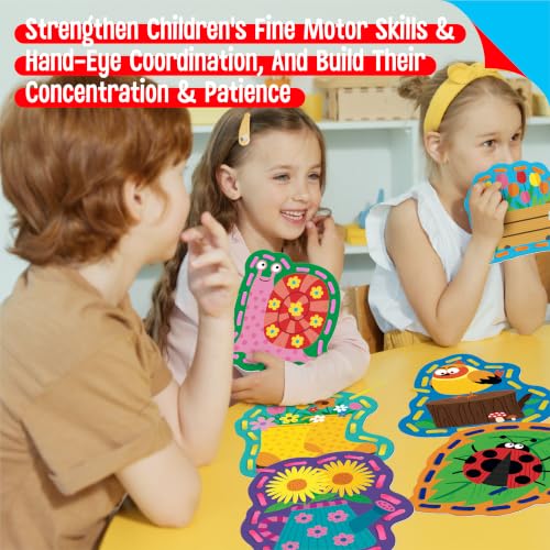 Image of Kids Lacing Cards, 9 PCS Double-sided Garden-themed S Cards with 9 Laces