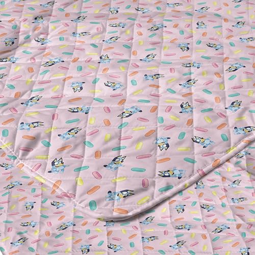 Image of Northwest Bluey Balloon Celebration Quilted Throw Blanket - Official Cartoon Throw Blanket Featuring Bluey, for Adults Boys Girls Bed, Couch, or Playroom, 60 x 80 Inches