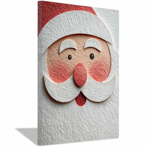 Saint Papier Art de Noël sur toile de qualité supérieure beige encadrée