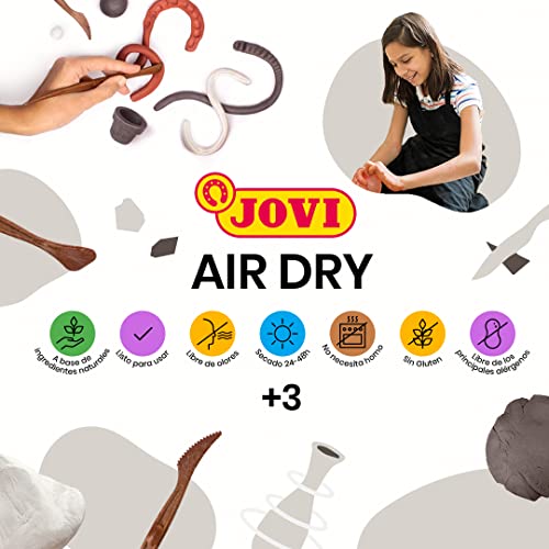 JOVJ5 - Kit Air Dry de 3 unidades - Pasta para modelar, secado al aire sin horno, color Blanco, 3 unidades de 500 Gramos (P85/3)