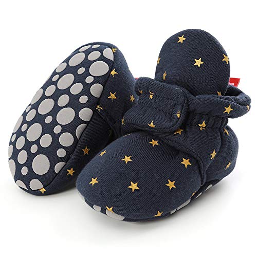 Image of Timatego Newborn Baby Boys Girls Booties Stay On Socks Non Skid Soft Sole Infant Toddler Warm Winter House Slipper Crib Shoes 0-18 Months