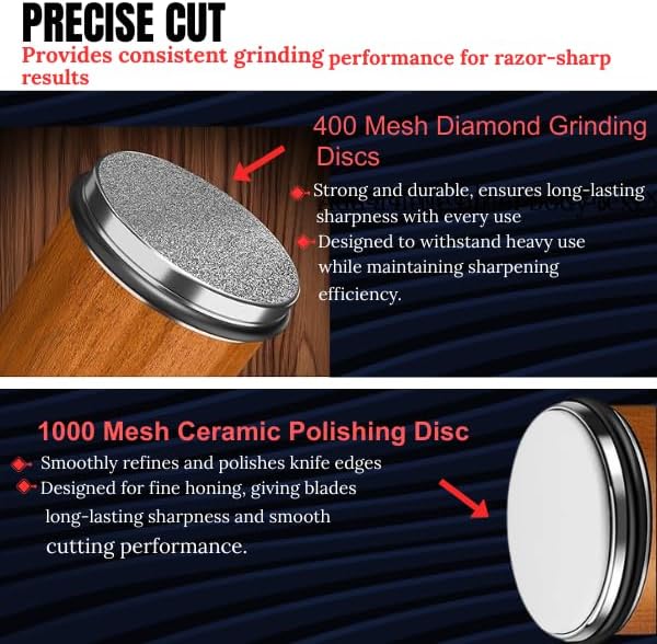 Miniatura 2 de Kit de afilador de cuchillos con rodamiento de diamante, juego de afiladores manuales de cuchillos de cocina, soporte magnético multiángulo (15 y
