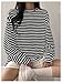 MakeMeChic Women's Striped Tops Long Sleeve Crew Neck Multi Ribbed Shirts Casual Pullover Shirts Black and White Large