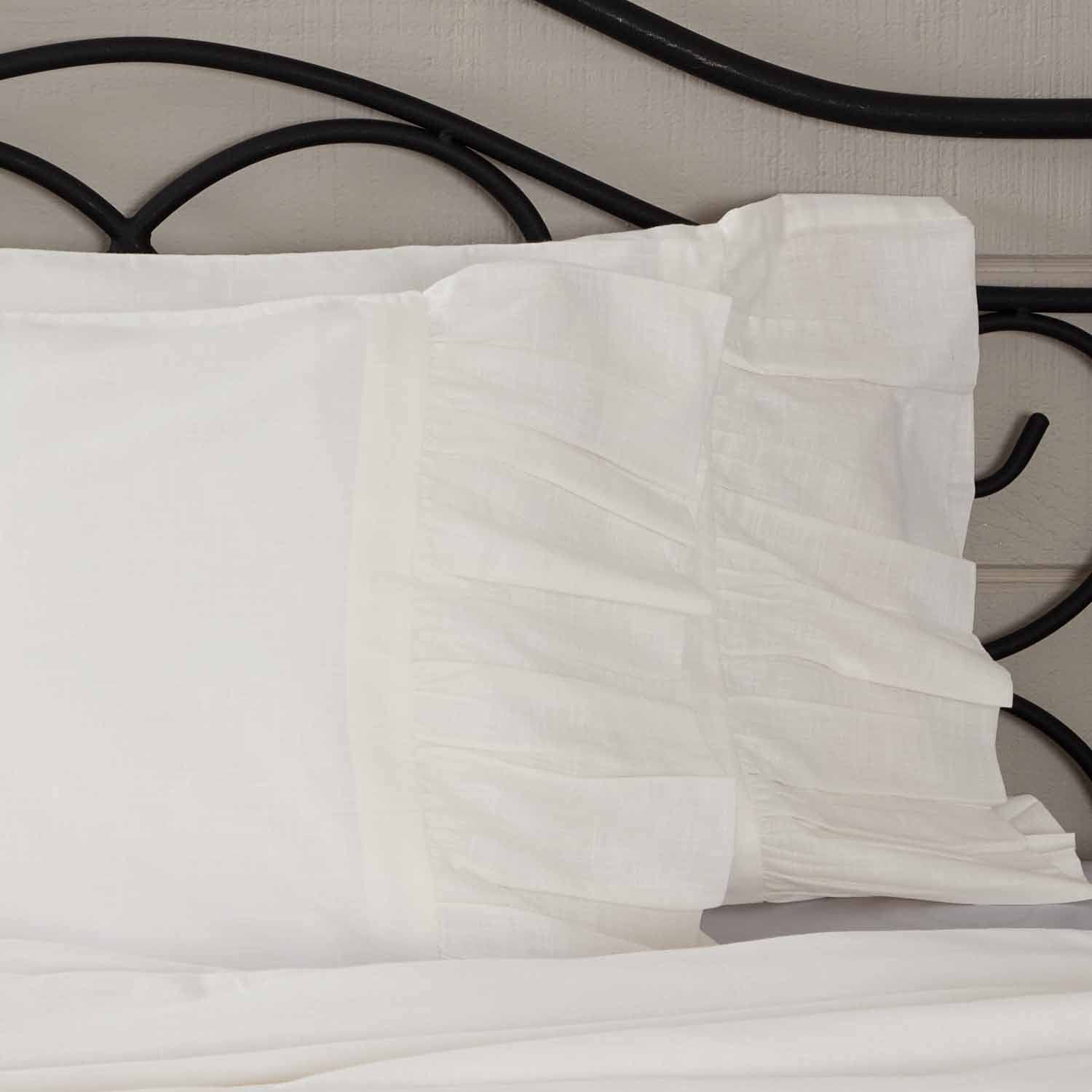Piper Classics Elizabeth Ruffled Standard Pillow Shams, Set of 2 Pillow Cases, Fit Standard Size Bed Pillows, Antique Soft White, Soft & D, Vintage Farmhouse Style Bedroom Décor