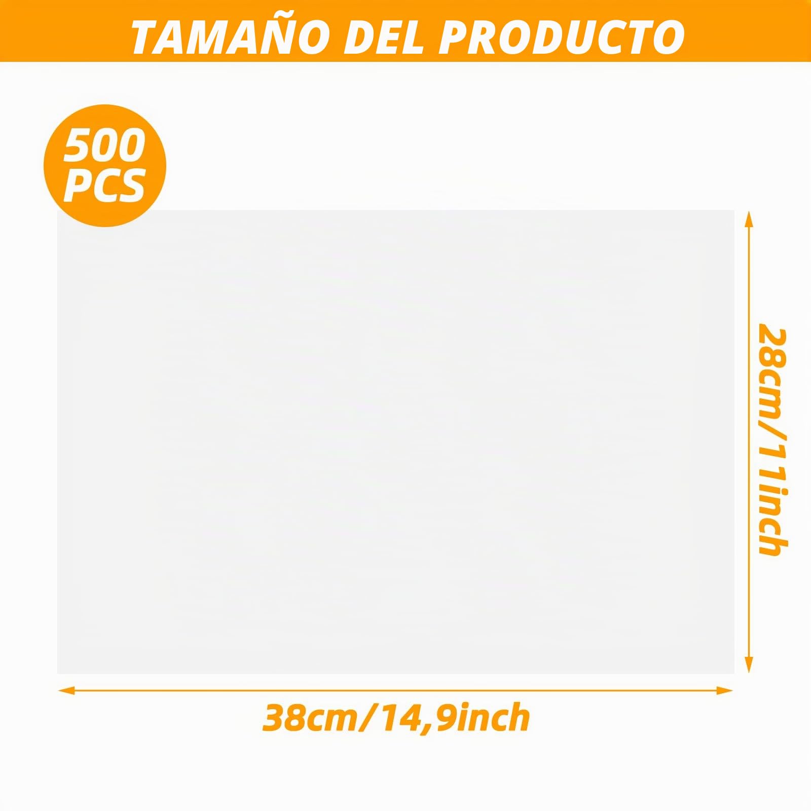 APACALI 500 Hojas de Papel de Mantequilla 28 x 38 cm, Antiadherente para Alimentos, Encerado para Hamburguesas, Sándwiches, Queso y Pan Blanco, Impermeable y Aceite | Papel de queso, papel encerado para alimentos, papel de mantequilla blanco, resistente a