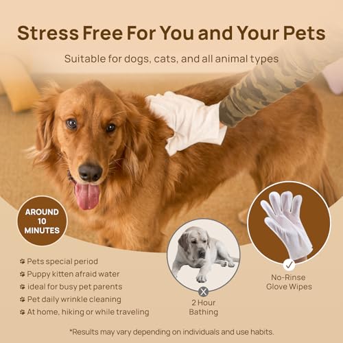 HICC PET Grooming & Moisturising Glove Wipes for Dogs & Cats,Dog Wipes with Coconut Oil, Vet-Recommended Pet Cleaning Wipe for Sensitive Skin,Hypoallergenic for Horses - Image 6