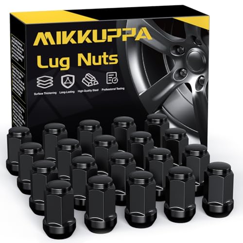 MIKKUPPA M12x1,5 Schwarz Radmuttern - SW19 Ersatz für 2006-2019 Ford Fusion, 2000-2019 Ford Focus, 2001-2019 Ford Escape Aftermarket Räder, 20 Stück Chrom geschlossene Radmuttern