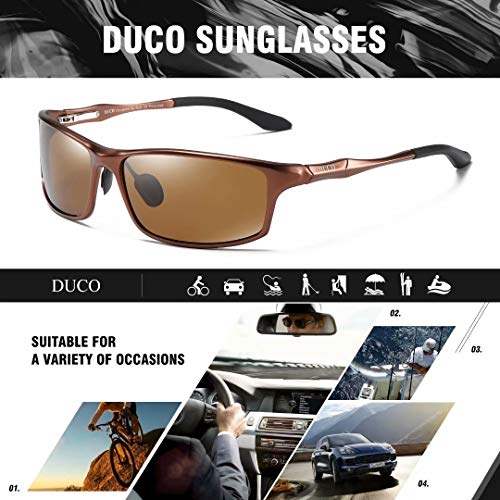 Image of DUCO Polarized Sunglasses for Men 100% UV400 Protection Metal Frame Driving Men's Sun Glasses