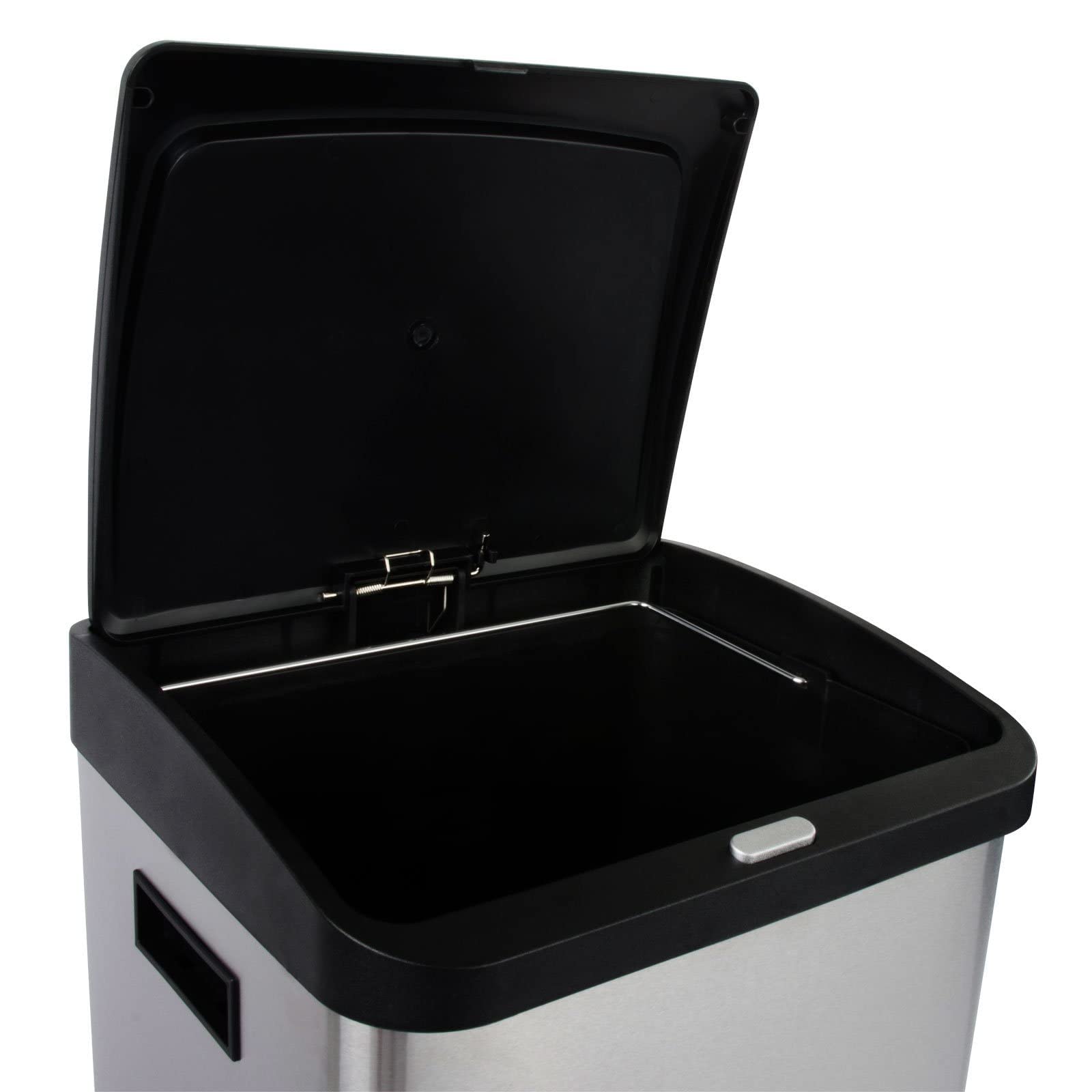 KARAT Cubo de basura de acero inoxidable con 2 compartimentos de 18 litros + 16 litros, cubo de basura de acero inoxidable, sistema de separación de residuos para cocina (Dylan)