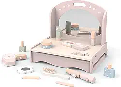 Brinquedo Maquiagem Life Kids TL-MT109 De Madeira Conjunto Princesa Educacional Faz de Conta Infantil Unissex Para Meninas Crianças De 0 a 7 Anos