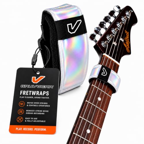 Image of Gruv Gear Fret Wrap Guitar Mute Bubby Lewis FretWrap for Electric, Acoustic & Bass, String Dampener for Recording, Tapping & Practice, Fits 7-12 String Bass (1 Pack Extra Large Iridescent)