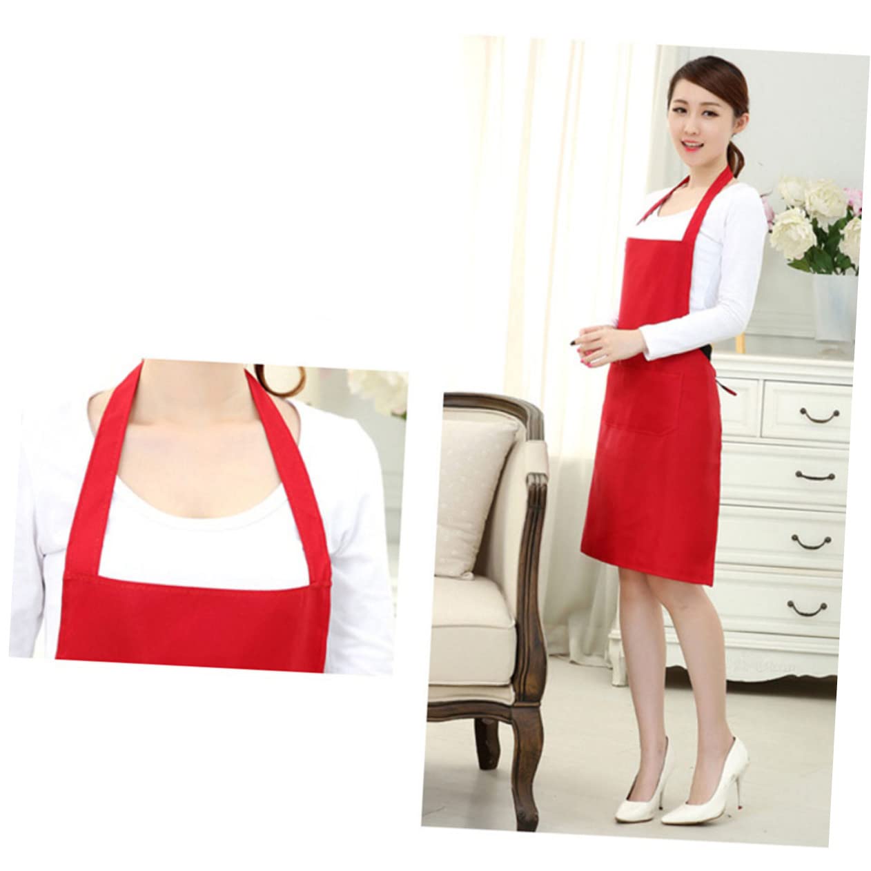 Unomor Bib Aprons with Pockets Waterproof Bib Apron Kitchen Aprons Sleeveless Apron Restaurant Apron Neck Strap Apron Work Apron Aprons Waterproof Bib Chef Apron Waterproof Bibs The Bib