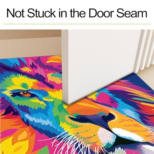 Tapis lion arc-en-ciel antidérapant pour entrée propre