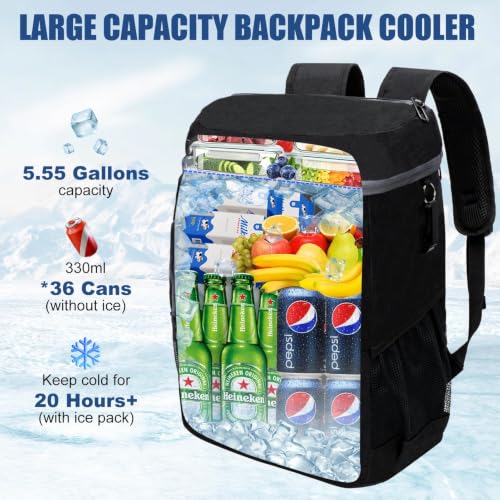 Image of Backpack Cooler Insulated Leakproof, Soft Cooler for Outdoor Camping Hiking