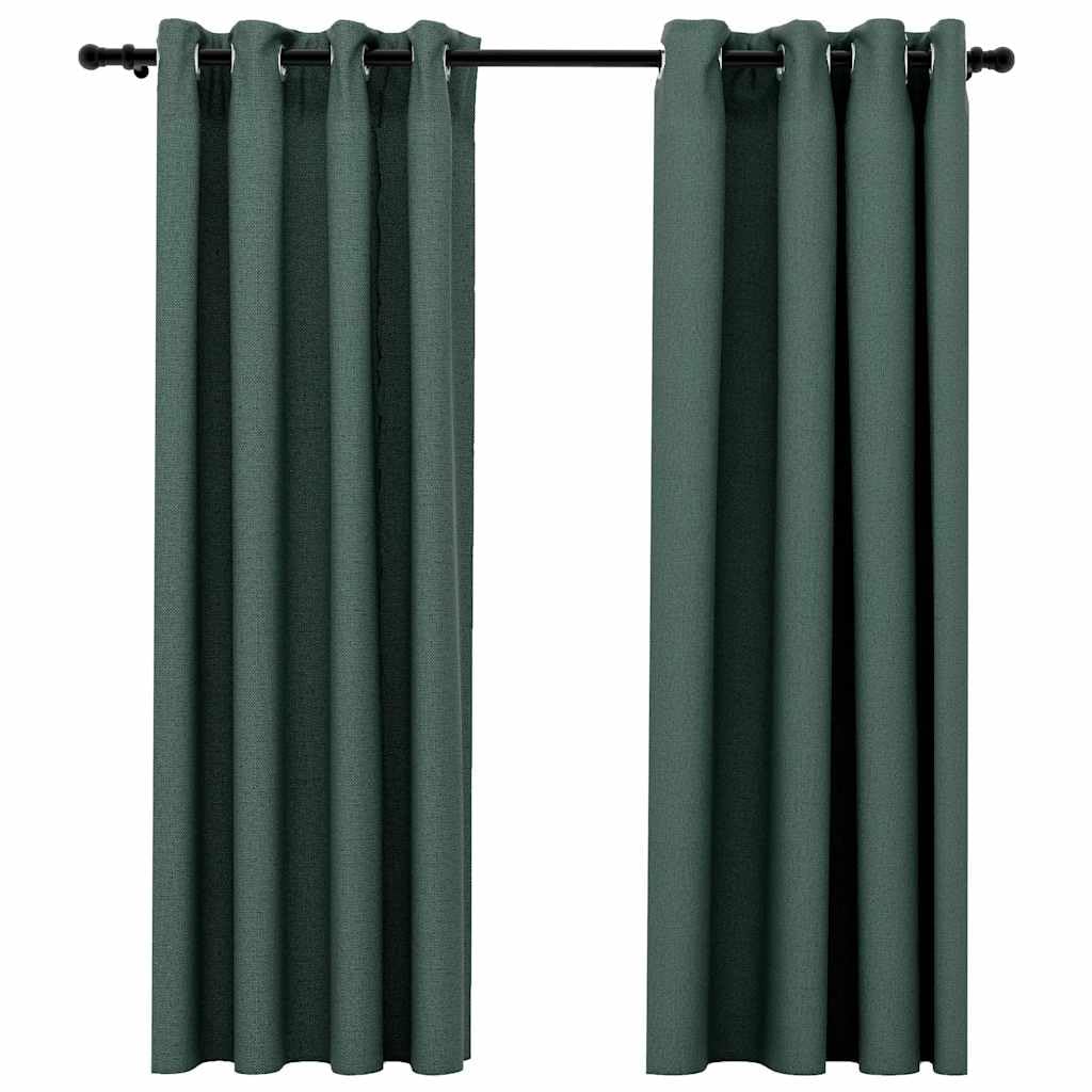 Rideau occultant thermique Tomostar anti-lumière aspect lin vert 140x175cm