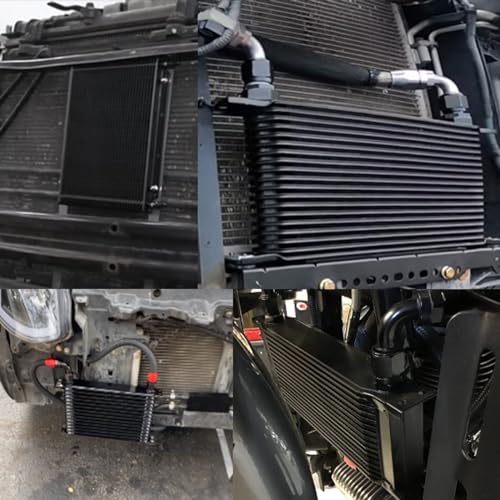 Universal 16 Row Oil Cooler Kit, 10AN Transmission Engine Cooler Kit —Stacked Plate universal racing aluminum engine transmission oil cooler — Engine British Radiator Oil Cooler Condenser (black)