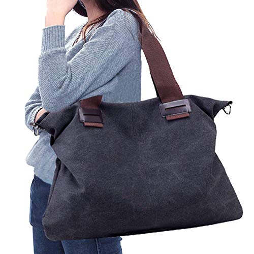 Bolso Tote de Lona para Mujer, Negro miniatura 5