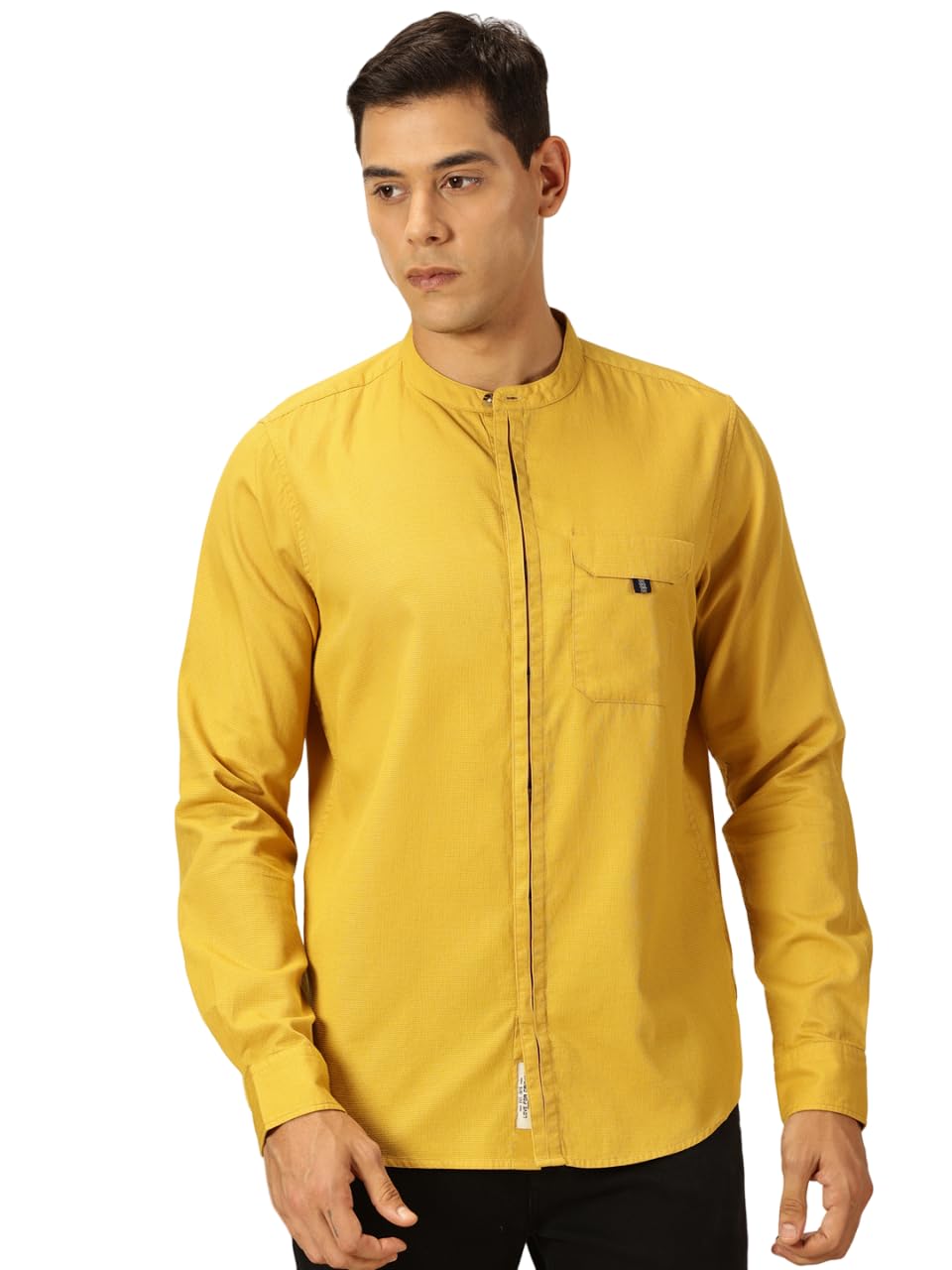 thomas scott Men's | Solid | Full Sleeve | Slim Fit | 100% Cotton | Single Flap Pocket | Mandarin Collar | Casual Shirt-picture-37