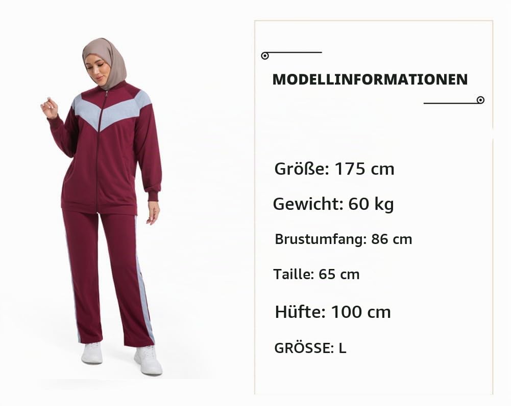 Sportset für muslimische Frauen - Langarm Shirt & Weite Hose 2-teilig - Bequem & Atmungsaktiv - Sport Outfit