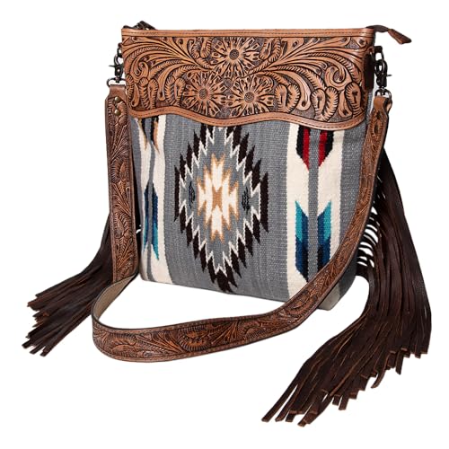 American Darling Cross Body Hand Tooled Saddle Blanket Genuine Leather Western Women Bag Handbag Purse | Crossbody for Cute